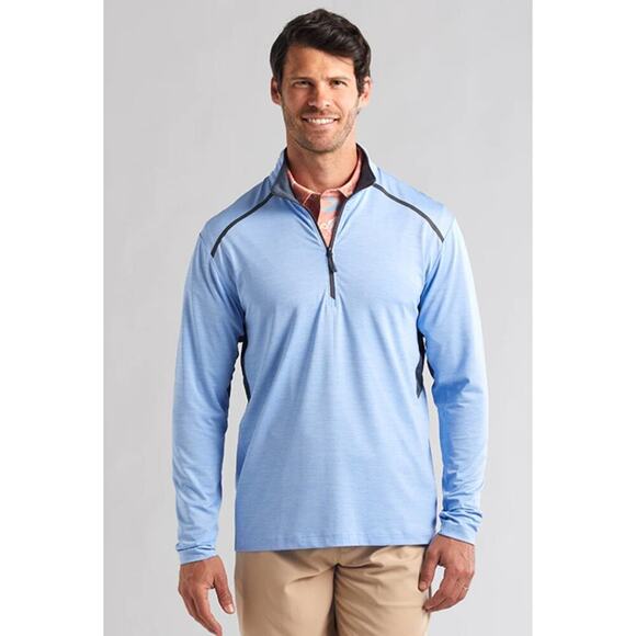 Bermuda Sands Men's Blue Perfection Heather 1/4 Zip Golf Pullover Shirt Size XL - Picture 1 of 8